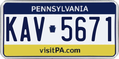 PA license plate KAV5671