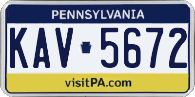 PA license plate KAV5672