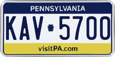 PA license plate KAV5700