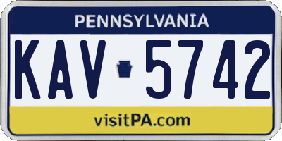 PA license plate KAV5742
