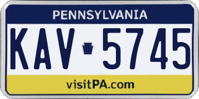 PA license plate KAV5745