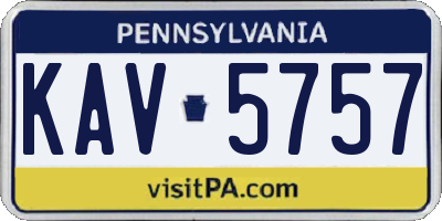 PA license plate KAV5757