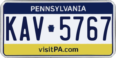 PA license plate KAV5767