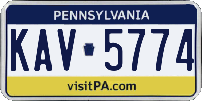 PA license plate KAV5774