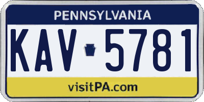 PA license plate KAV5781