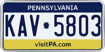PA license plate KAV5803