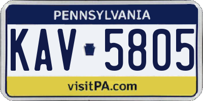 PA license plate KAV5805