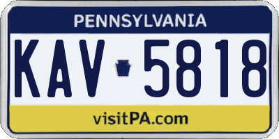PA license plate KAV5818