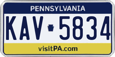 PA license plate KAV5834