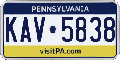 PA license plate KAV5838