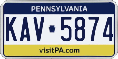 PA license plate KAV5874