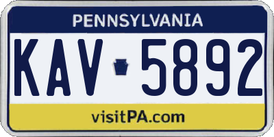PA license plate KAV5892