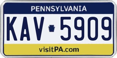 PA license plate KAV5909