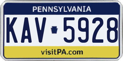 PA license plate KAV5928