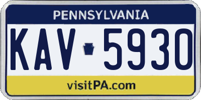 PA license plate KAV5930