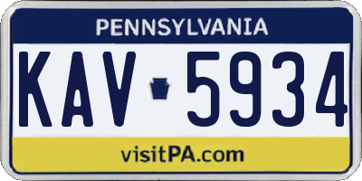 PA license plate KAV5934