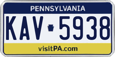 PA license plate KAV5938