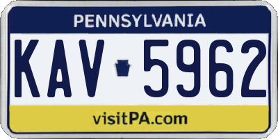 PA license plate KAV5962