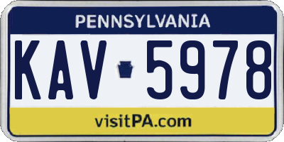 PA license plate KAV5978