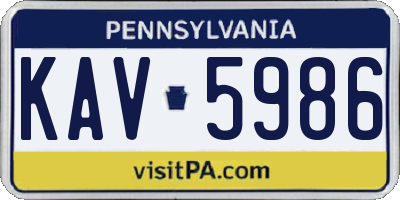 PA license plate KAV5986