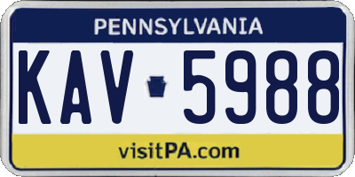 PA license plate KAV5988