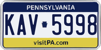 PA license plate KAV5998