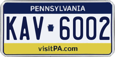 PA license plate KAV6002