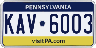 PA license plate KAV6003