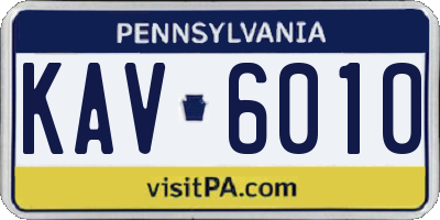 PA license plate KAV6010