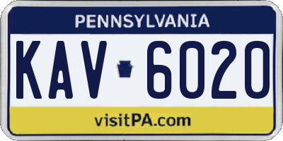 PA license plate KAV6020