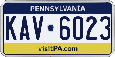 PA license plate KAV6023