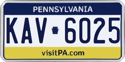 PA license plate KAV6025