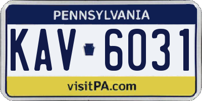 PA license plate KAV6031