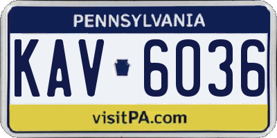 PA license plate KAV6036