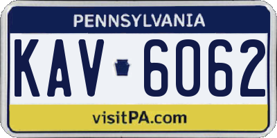 PA license plate KAV6062