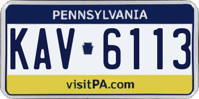 PA license plate KAV6113