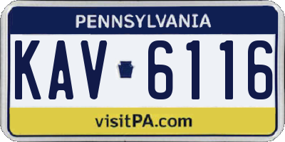 PA license plate KAV6116