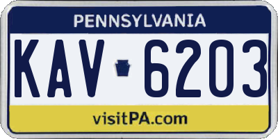 PA license plate KAV6203