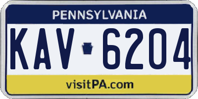 PA license plate KAV6204