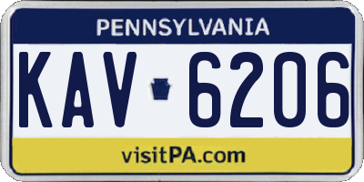 PA license plate KAV6206
