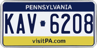 PA license plate KAV6208