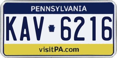 PA license plate KAV6216