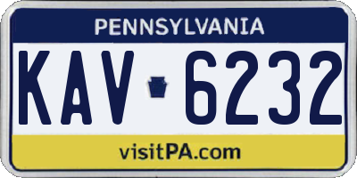 PA license plate KAV6232