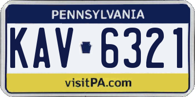 PA license plate KAV6321