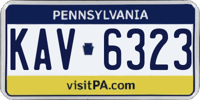 PA license plate KAV6323