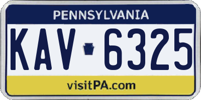 PA license plate KAV6325