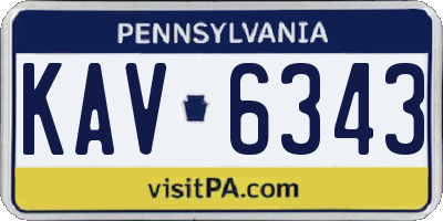 PA license plate KAV6343