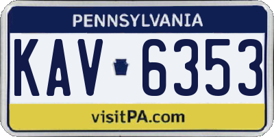 PA license plate KAV6353