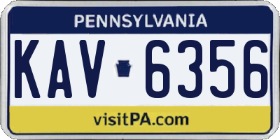 PA license plate KAV6356