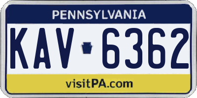 PA license plate KAV6362